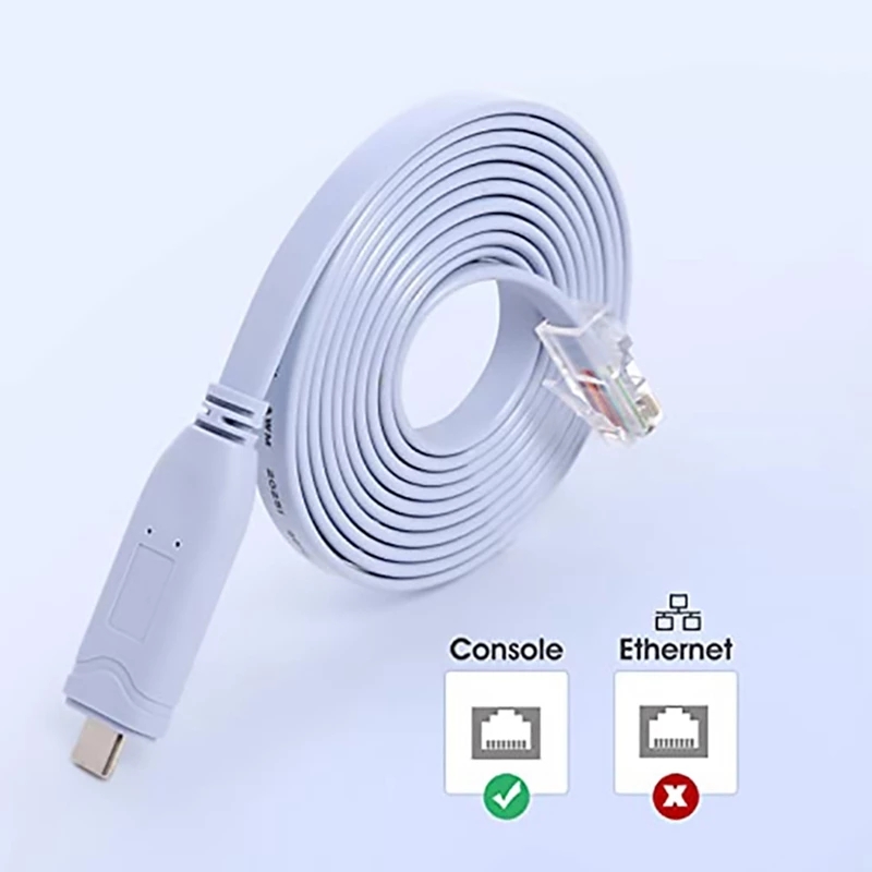 FIDI-USB C para RJ45 Console Cable, RS232 Adaptador Serial para Router, RJ 45, Conversor 8P8C, USB-C Switch, Cabos de Controle Cisco, 1.8m, 3m